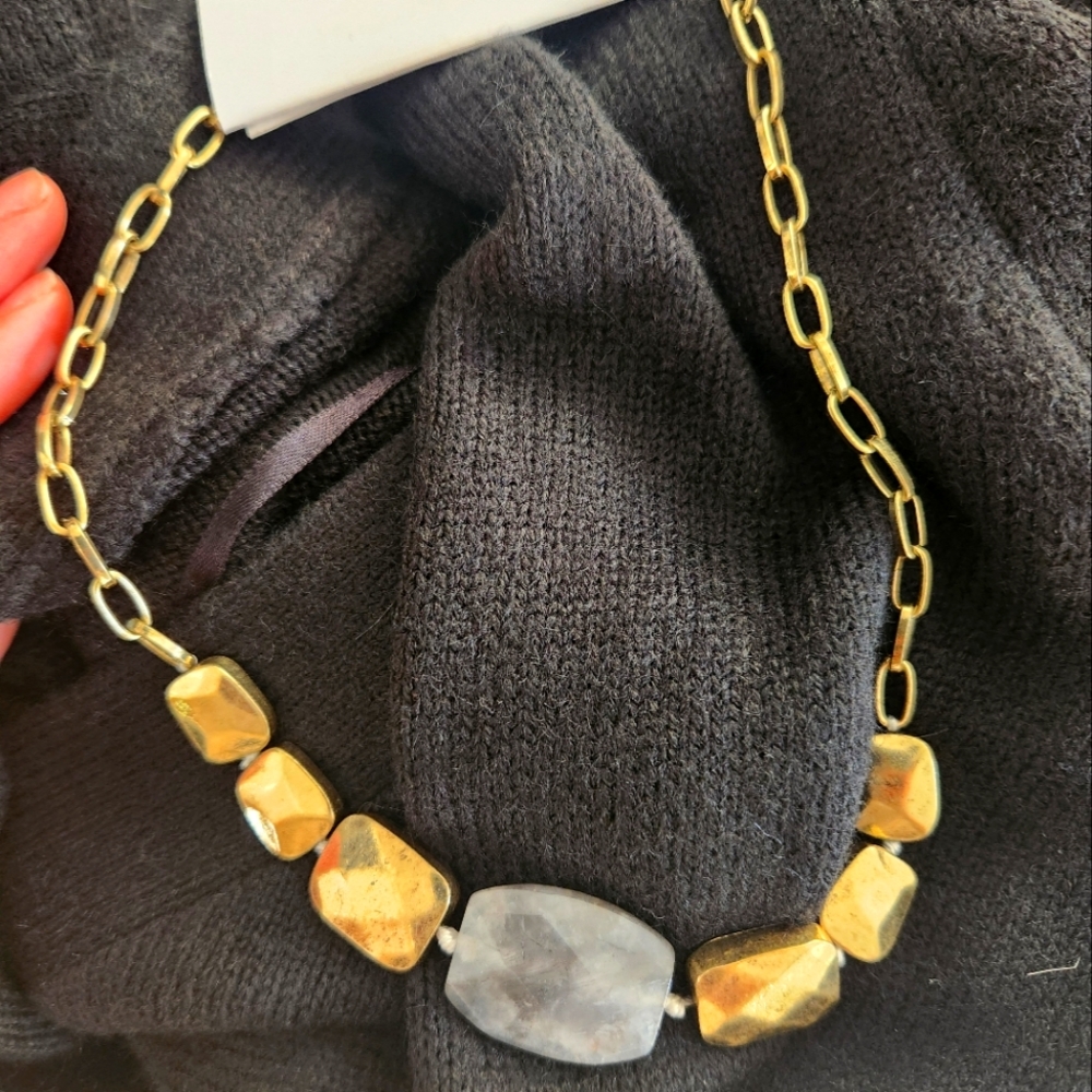 Banana Republic Stone Metal Necklace Aurelius argent